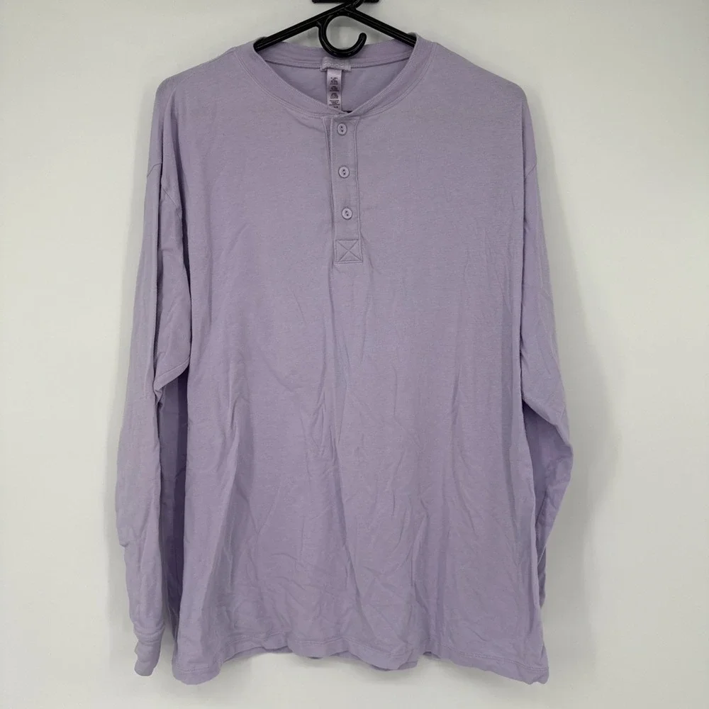 Skims Boyfriend Long Sleeve Pajama Top Purple Women's Large Sleepwear Loungewear